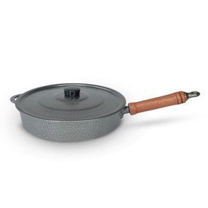 Frigideira Fundida Alumínio Batido Grosso Com Tampa 26cm - Craqueado