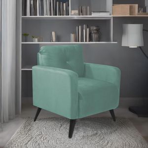 Poltrona Decorativa Sala Escritorio Bahamas Veludo - Verde Agua Verde Agua