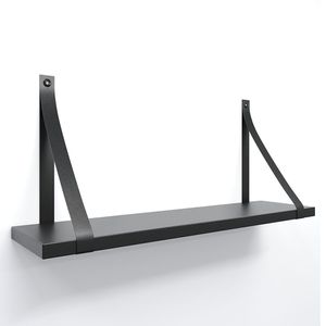 Prateleira Em Mdf Preto 60x15cm Com Alça Cor Preto