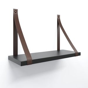 Prateleira Em Mdf Preto 40x15cm Com Alça Cor Café