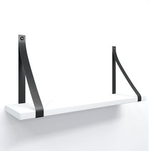 Prateleira Em Mdf Branco 60x15cm Com Alça Cor Preto