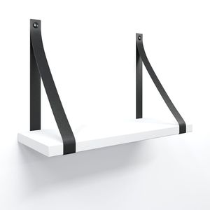 Prateleira Em Mdf Branco 40x15cm Com Alça Cor Preto