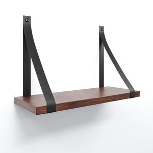 Prateleira Em Mdf Castanho 40x15cm Com Alça Cor Café