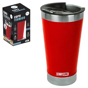 Copo Inox Térmico Com Tampa Vermelho 520 Ml