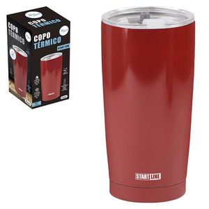 Copo Inox Térmico Com Tampa 600 Ml Vermelho
