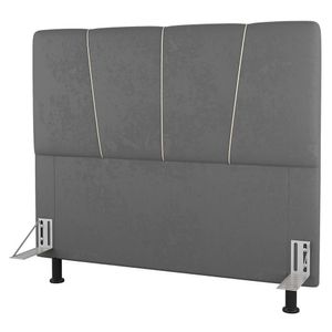 Cabeceira Cama Box Casal Queen Size Amber 160cm Estofada Linho Cinza - Abmaza