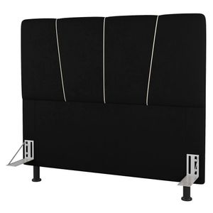 Cabeceira Cama Box Casal King Size Amber 195cm Estofada Suede Preto - Abmaza