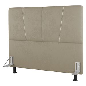 Cabeceira Cama Box Casal King Size Amber 195cm Estofada Linho Bege - Abmaza
