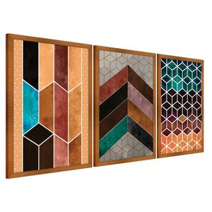 Quadros Chevron Com Moldura Premium 40x60 Kit 3 Peças Titulos 115-rm2