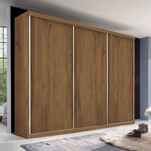 Guarda Roupa Casal 3 Portas De Correr 4 Gavetas Cronos Minastex Freijó