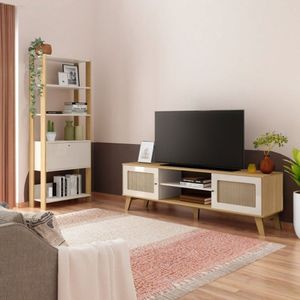 Sala De Estar Completa Rack Com Estante Memphis Match Carvalho-off White