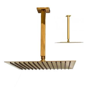 Chuveiro Ducha Teto Inox Dourado 20x20 Slim Luxo Suporte