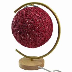 Luminaria Abajur Lua Cupula Bola Barbante Base Madeira Decoraçao Rustica Enfeite