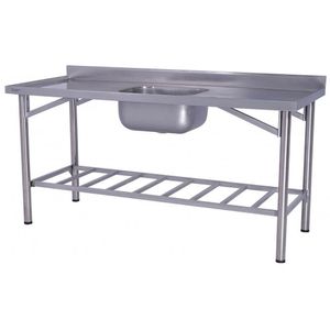 Pia Industrial Benfati Inox 304 190x70cm Paneleiro Gradeado Com 1 Cuba 613gr