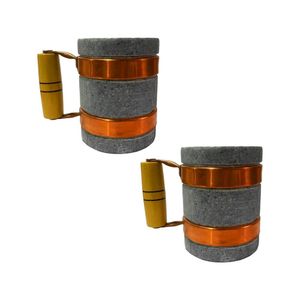 Kit 2 Canecas Alça De Cobre Pedra Sabão Chopp Cerveja 350ml