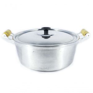 Caçarola Panela Reta Alumínio Polido Alça Madeira 18cm