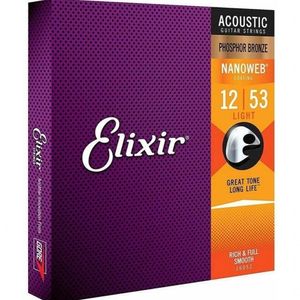 Corda .012 Light Phosphor Bronze Para Violão Aço Nanoweb Elixir