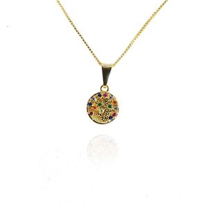 Colar Pingente árvore Da Vida Com Zircônias Coloridas Folheado A Ouro 18k