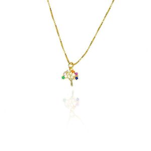 Choker árvore Da Vida Colorida Folheado Em Ouro 18k