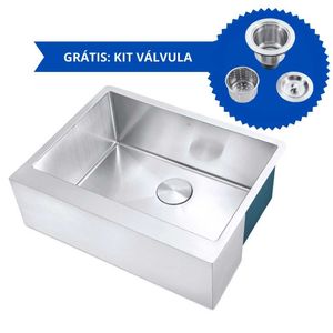 Kit Cuba Americana Farmhouse Flat Aço Inox 1mm Escovado Sa105-ppf 65,3x49,8x22,8cm Acompanha Válvula
