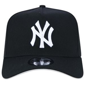 Boné 9forty A-frame Snapback Mlb New York Yankees Aba Curva New Era Cor Preto-branco