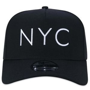 Boné 9forty A-frame Snapback Nyc New York City Aba Curva New Era Cor Preto
