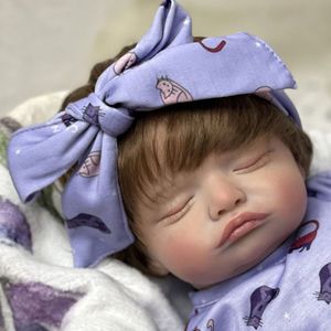 Bebê Reborn Rosalie Dormindo 45 Cm Lilás