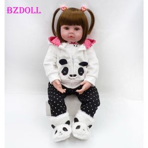 Bebê Reborn Boneca 19 "48cm Realista Recém-nascido Lifelike Panda Bebe Color Brown Eyes