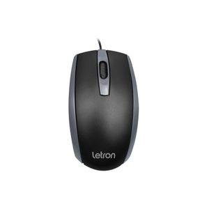 Mouse Usb Letron Office Duo Preto E Cinza Fio Usb Ergonomico
