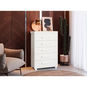Cômoda Paris 5 Gavetas Mdf Com Pés De Madeira Camas Fenix