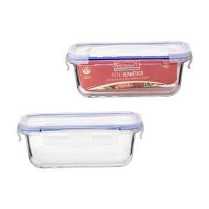 Pote Hermetico Retangular De Vidro 560ml