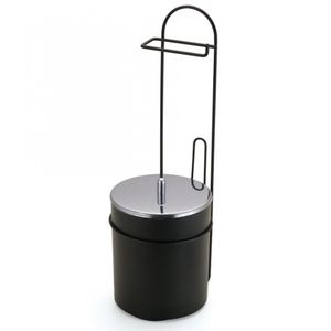 Suporte De Chão Para Papel Higiênico Com Lixeira Arthi Linha Black 2518 Em Aço Carbono Preto