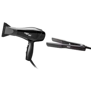 Kit Secador 2100w Taiff Tourmaline Ion Pt E Uma Prancha Preto 220v