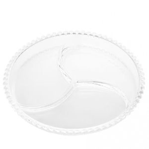 Petisqueira Redonda Com 3 Divisórias Gourmet Em Cristal Transparente 23,5 Cm Wolff Transparente
