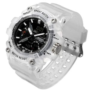 Relógio De Pulso Masculino Esportivo De Quartzo Dual Display Digital A Prova D´agua Branco
