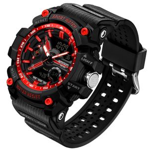 Relógio De Pulso Masculino Esportivo De Quartzo Dual Display Digital A Prova D´agua Vermelho