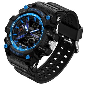 Relógio De Pulso Masculino Esportivo De Quartzo Dual Display Digital A Prova D´agua Azul