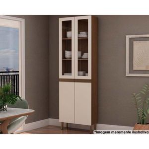 Paneleiro De Cozinha Conecta C- 4 Portas C- Vidro Off White-ebano - Genialflex
