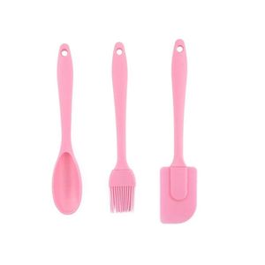 Kit 3 Peças Confeiteiro Com Espátula, Pincel E Colher Pink