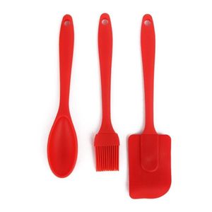 Kit 3 Peças Confeiteiro Com Espátula, Pincel E Colher Vermelho