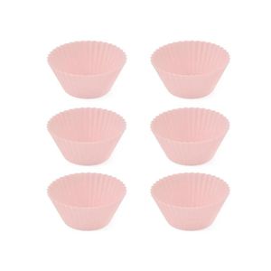6 Forminhas Silicone Cupcake Mini Forma Bolo Muffin Petit Gateau Cozinha Rosa