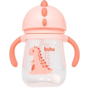 Copo Com Alça E Canudo Dino 240ml - Buba Rosa 11825