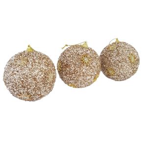 Bolas De Natal Kit Com 3 Unid Champanhe