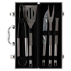 Kit Churrasco 5 Peças Em Aço Inox.