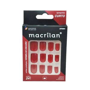 Unhas Postiças Vermelho Escuro Up208a - Macrilan
