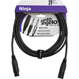 Cabo Para Microfone Ninja Lw 0,20 Mm Conector Xlr Macho- Xlr Femea 15ft 4,57 Metros Preto