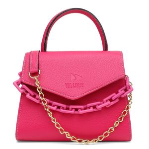 Bolsa Bau Feminina Com Corrente E Alça Transversal Fecho Botão