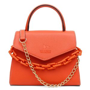 Bolsa Bau Feminina Com Corrente E Alça Transversal Fecho Botão