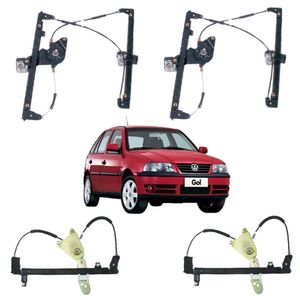 Kit Máquina Do Vidro Mecânica 4 Portas Gol Saveiro G2 G3 G4 - Un - 4