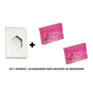 Kit 1 Suporte + 50 Saquinhos Refil Descarte De Absorvente
